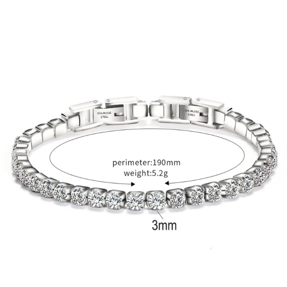 🌟 Stainless Steel Diamond Tennis Bracelet - Picture 4 of 7